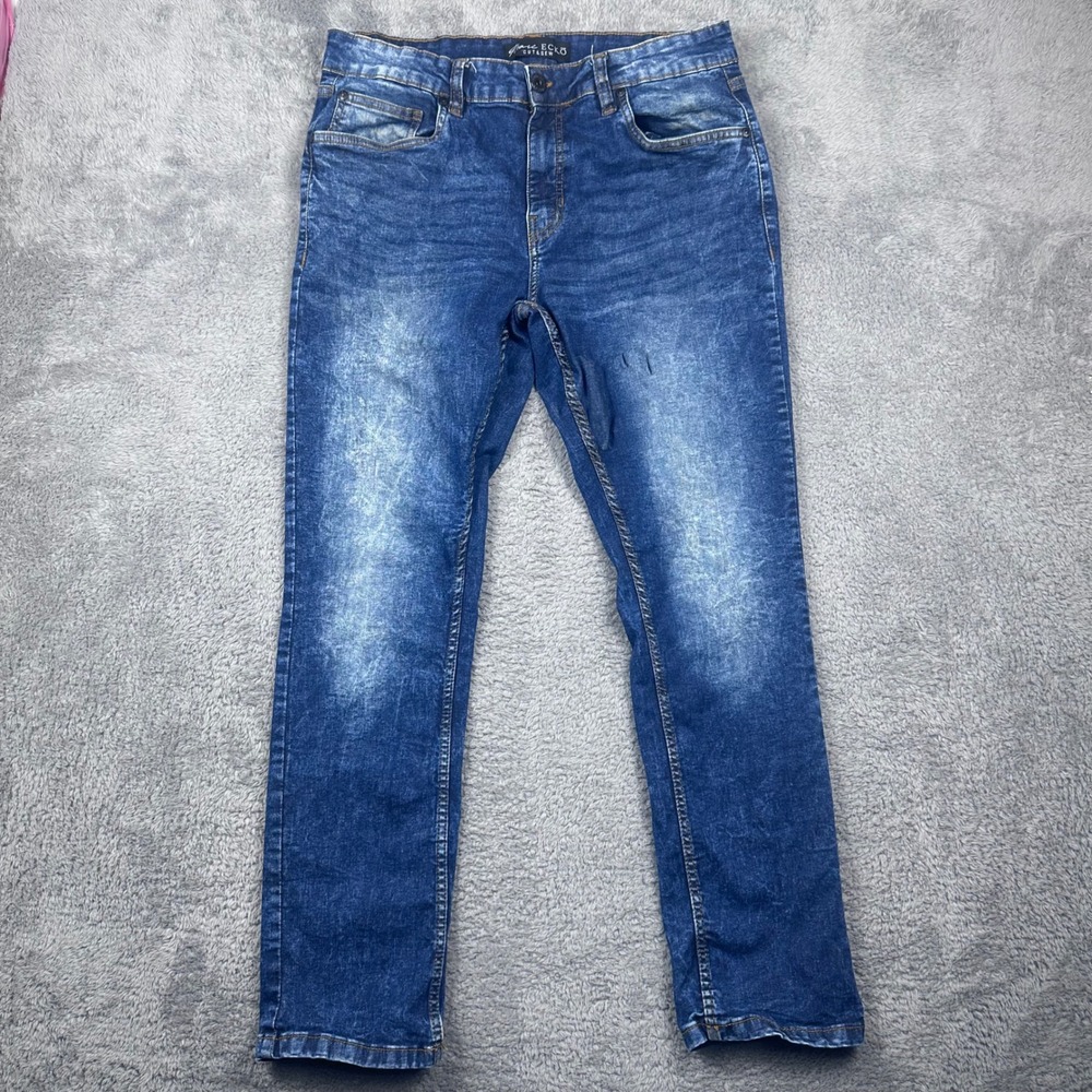 Marc Ecko Cut & Sew Jeans Mens 34x30 Blue Slim Straight Stretch MKBD0009